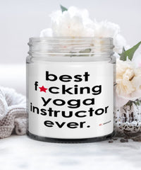 Funny Yoga Instructor Candle B3st F-cking Yoga Instructor Ever 9oz Vanilla Scented Candles Soy Wax