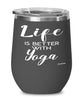 Funny Yoga Wine Glass Life Is Better With Yoga 12oz Stainless Steel Black