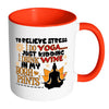 Funny Yoga Wine Mug To Relieve Stress I White 11oz Accent Coffee Mugs