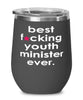 Funny Youth Minister Wine Glass B3st F-cking Youth Minister Ever 12oz Stainless Steel Black