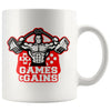 Gamer Weightlifting Mug Games And Gains 11oz White Coffee Mugs