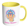 Ganesha Mug Positive Vibrations White 11oz Accent Coffee Mugs