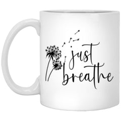 Gardener Mug Dandelion Just Breathe 11oz White Coffee Cup XP8434