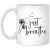 Gardener Mug Dandelion Just Breathe 11oz White Coffee Cup XP8434