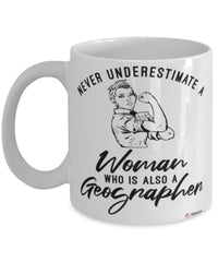 Geographer Mug Never Underestimate A Woman Who Is Also A Geographer Coffee Cup White