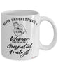 Geospatial Analyst Mug Never Underestimate A Woman Who Is Also A Geospatial Analyst Coffee Cup White