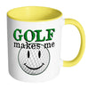 Golfing Mug Golf Makes Me Smile White 11oz Accent Coffee Mugs