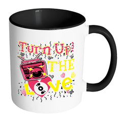 Graphic Music Mug Turn Up The Love White 11oz Accent Coffee Mugs