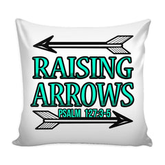 Graphic Pillow Cover Raising Arrows Psalm 127:3-5