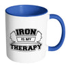 Gym Mug Iron Is My Therapy White 11oz Accent Coffee Mugs