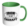 Gym Mug Iron Is My Therapy White 11oz Accent Coffee Mugs