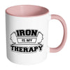 Gym Mug Iron Is My Therapy White 11oz Accent Coffee Mugs