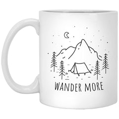Hiking Camping Mountain Climbing Adventure Mug Wander More 11oz White Coffee Cup XP8434