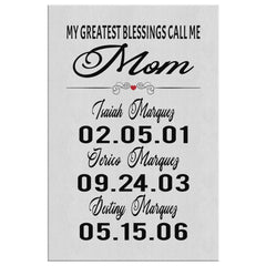 IMarquez Personalized Mothers Day Gift Canvas Print My Greatest Blessings Call Me Mom