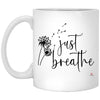 Inspirational Mindful Gardener Mug Dandelion Just Breathe Coffee Cup 11oz White XP8434 odt