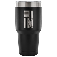 Insulated Coffee Travel Mug USA Flag Lacrosse  30 oz Stainless Steel Tumbler