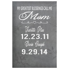 KRiffle Personalized Mothers Day Gift Canvas Print My Greatest Blessings Call Me Mom