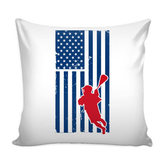 Lacrosse American Flag Graphic Pillow Cover