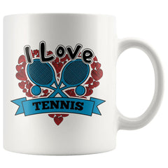 Lawn Tennis Mug I Love Tennis 11oz White Coffee Mugs