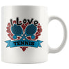 Lawn Tennis Mug I Love Tennis 11oz White Coffee Mugs