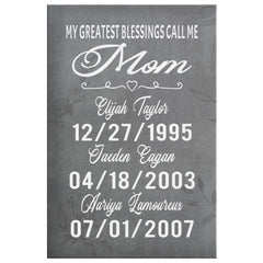 Mary L P Personalized Mothers Day Gift Canvas Print My Greatest Blessings Call Me Mom