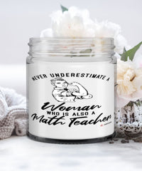 Math Teacher Candle Never Underestimate A Woman Who Is Also A Math Teacher 9oz Vanilla Scented Candles Soy Wax