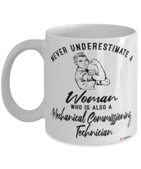 Mechanical Commissioning Technician Mug Never Underestimate A Woman Who Is Also A Mechanical Commissioning Tech Coffee Cup White