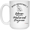 Mechanical Engineer Mug Never Underestimate A Woman Who Is Also A Mechanical Engineer Coffee Cup 15oz White 21504