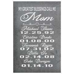 Michael P II Personalized Mothers Day Gift Canvas Print My Greatest Blessings Call Me Mom