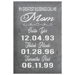 Miller Personalized Mothers Day Gift Canvas Print My Greatest Blessings Call Me Mom