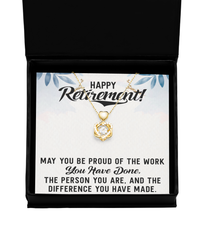 Retirement Necklace May You Be Proud Of The Work You Have Done The Person You Are Heart Knot Gold Necklace