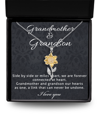 To Grandmother from Grandson Message Card Jewelry Side By Side or Miles Apart