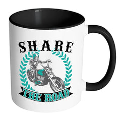 Motorcycle Mug Share The Road White 11oz Accent Coffee Mugs