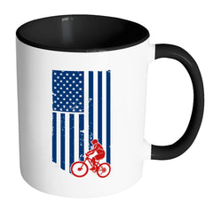 Mountain Biker Mug Mountain Bike Flag White 11oz Accent Coffee Mugs