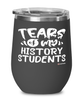 Funny History Professor Teacher Wine Glass Tears Of My History Students 12oz Stainless Steel Black