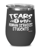 Funny Human Services Professor Teacher Wine Glass Tears Of My Human Services Students 12oz Stainless Steel Black