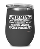 Funny Nederlandse Kooikerhondje Wine Glass May Spontaneously Start Talking About Nederlandse Kooikerhondjes 12oz Stainless Steel Black