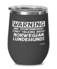 Funny Norwegian Lundehund Wine Glass Warning May Spontaneously Start Talking About Norwegian Lundehunds 12oz Stainless Steel Black