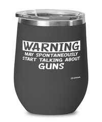 Funny Gunsmith Wine Glass Warning May Spontaneously Start Talking About Gunsmithing 12oz Stainless Steel Black