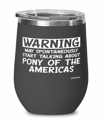 Funny Pony of the Americas Horse Wine Glass May Spontaneously Start Talking About Pony of the Americas 12oz Stainless Steel Black