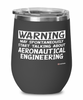 Funny Aeronautical Engineer Wine Glass Warning May Spontaneously Start Talking About Aeronautical Engineering 12oz Stainless Steel Black