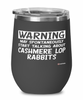 Funny Cashmere Lop Rabbit Wine Glass Warning May Spontaneously Start Talking About Cashmere Lop Rabbits 12oz Stainless Steel Black