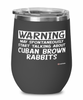 Funny Cuban Brown Rabbit Wine Glass Warning May Spontaneously Start Talking About Cuban Brown Rabbits 12oz Stainless Steel Black