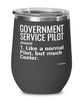 Funny Government Service Pilot Wine Glass Like A Normal Pilot But Much Cooler 12oz Stainless Steel Black