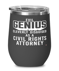 Funny Civil Rights Attorney Wine Glass Evil Genius Cleverly Disguised As A Civil Rights Attorney 12oz Stainless Steel Black