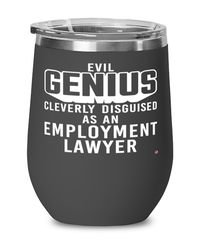 Funny Employment Lawyer Wine Glass Evil Genius Cleverly Disguised As An Employment Lawyer 12oz Stainless Steel Black