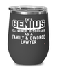 Funny Family Divorce Lawyer Wine Glass Evil Genius Cleverly Disguised As A Family and Divorce Lawyer 12oz Stainless Steel Black