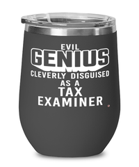 Funny Tax Examiner Wine Glass Evil Genius Cleverly Disguised As A Tax Examiner 12oz Stainless Steel Black