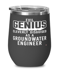 Funny Groundwater Engineer Wine Glass Evil Genius Cleverly Disguised As A Groundwater Engineer 12oz Stainless Steel Black