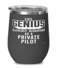 Funny Private Pilot Wine Glass Evil Genius Cleverly Disguised As A Private Pilot 12oz Stainless Steel Black